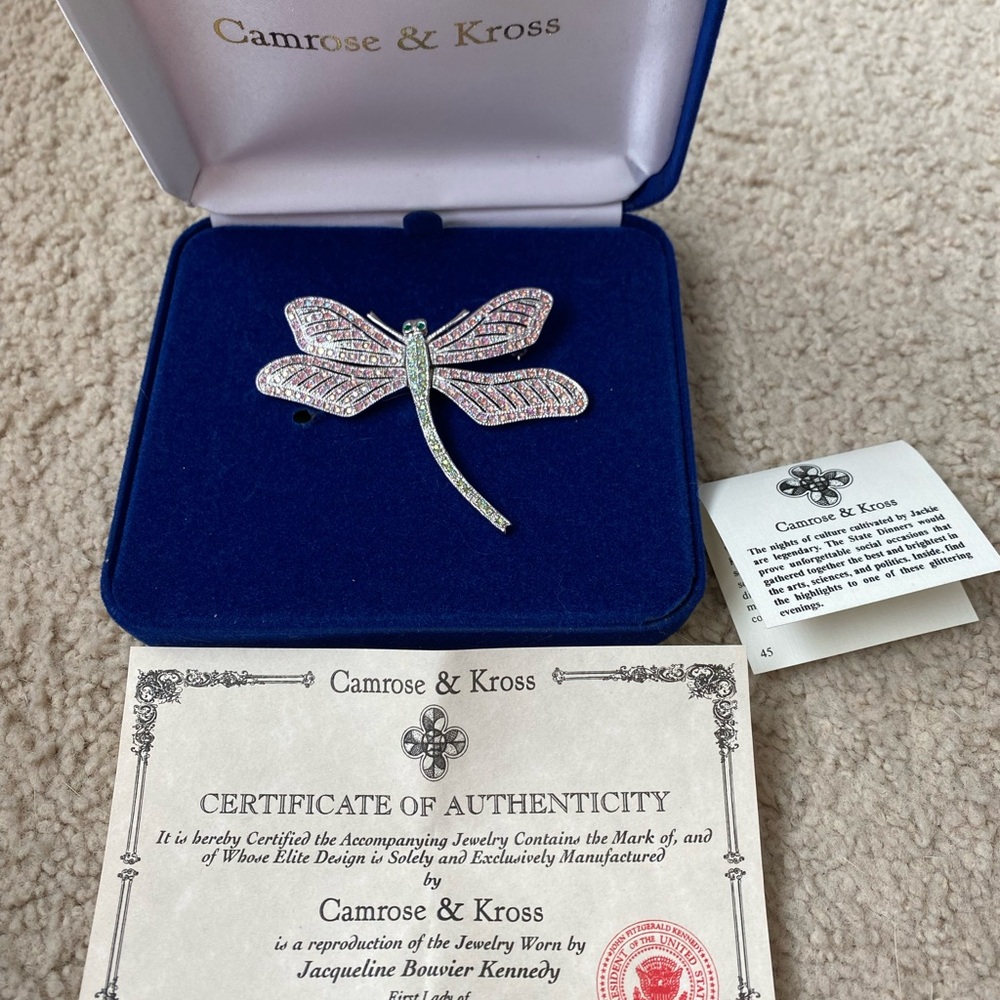 Camrose & Kross Silver Dragonfly Brooch Jackie Kennedy.